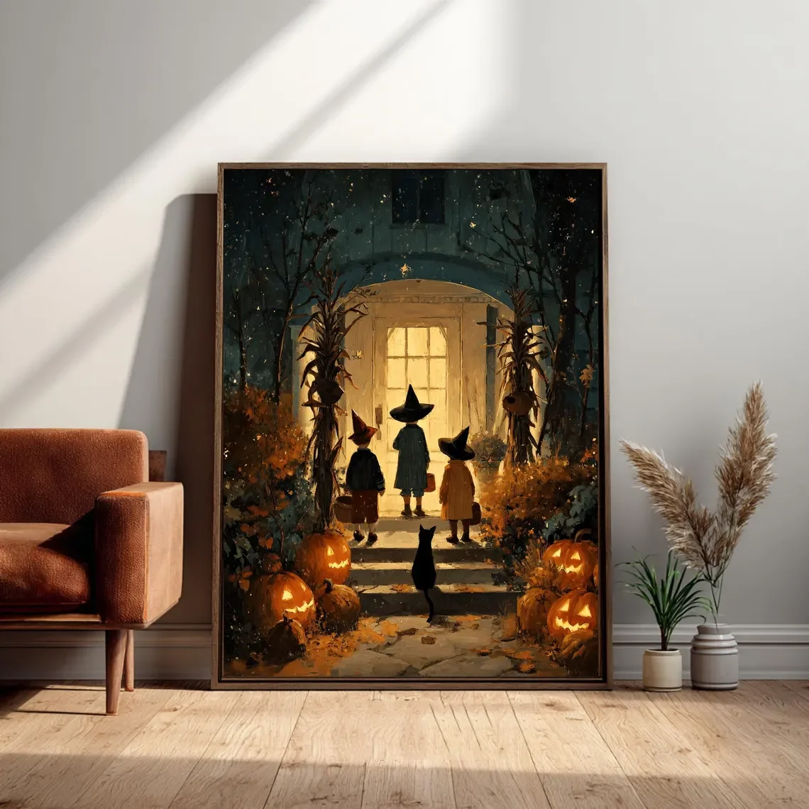 Vintage Print Trick-or-Treat Kids - Halloween Art for Dark Cottagecore, Spooky Season Digital Print