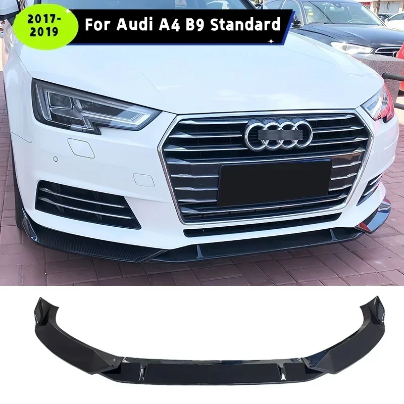 For Audi A4 B9 2017-2019 Standard Car Front Bumper Lip Spoiler Splitter Guards Cover Deflector Front Bumper Lip Chin Body Kit