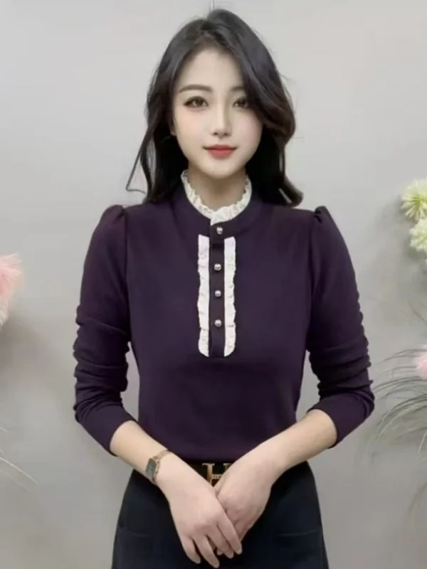 

Модная женская базовая рубашка с длинным рукавом для осени и зимы, стильный топ для мам, зимнее модное нижнее белье с длинным рукавом для мам