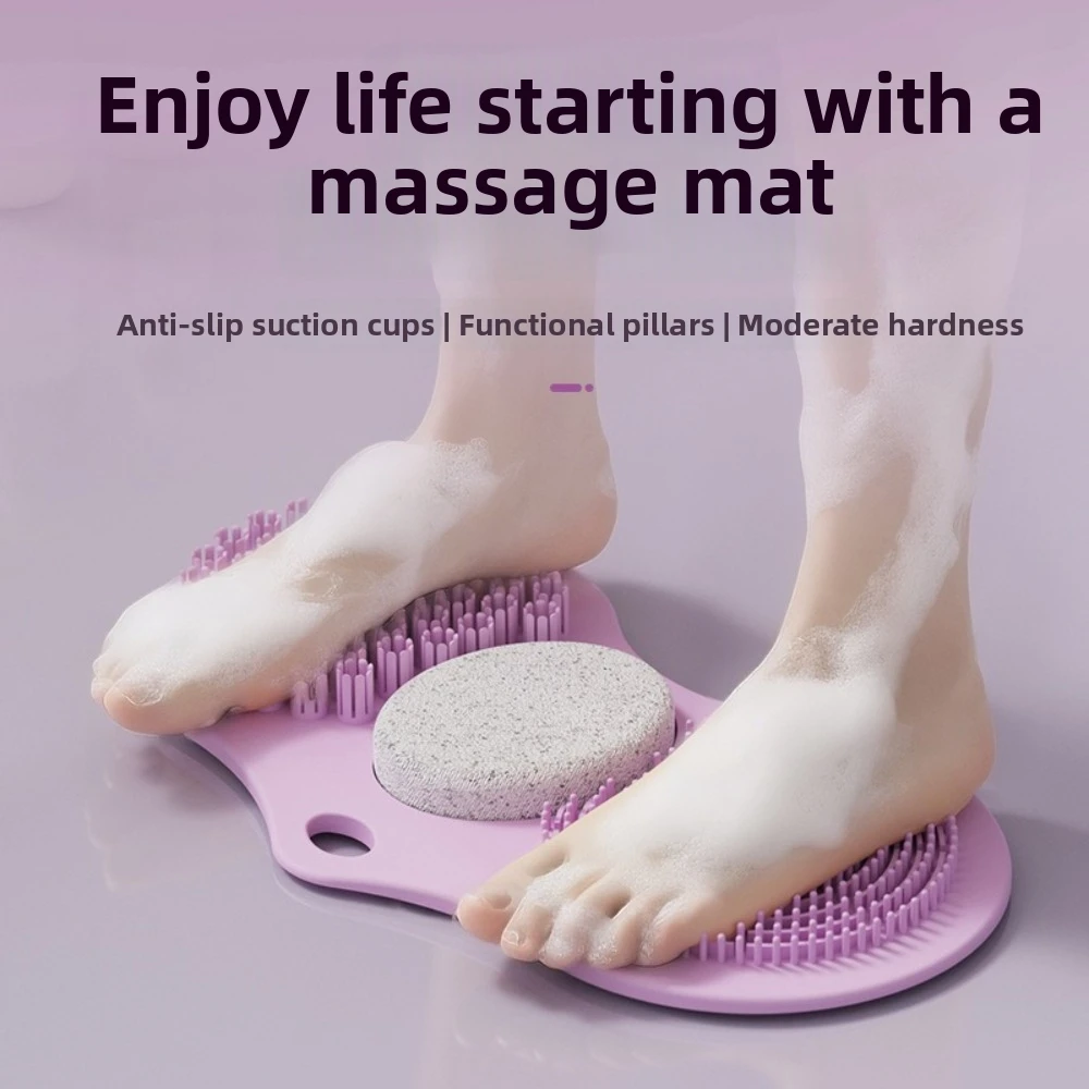 Suction Cups Foot Scrubber Mat Pumice Stone Deep Exfoliation Shower Massager Mat Gentle Cleaning Sponge Texture