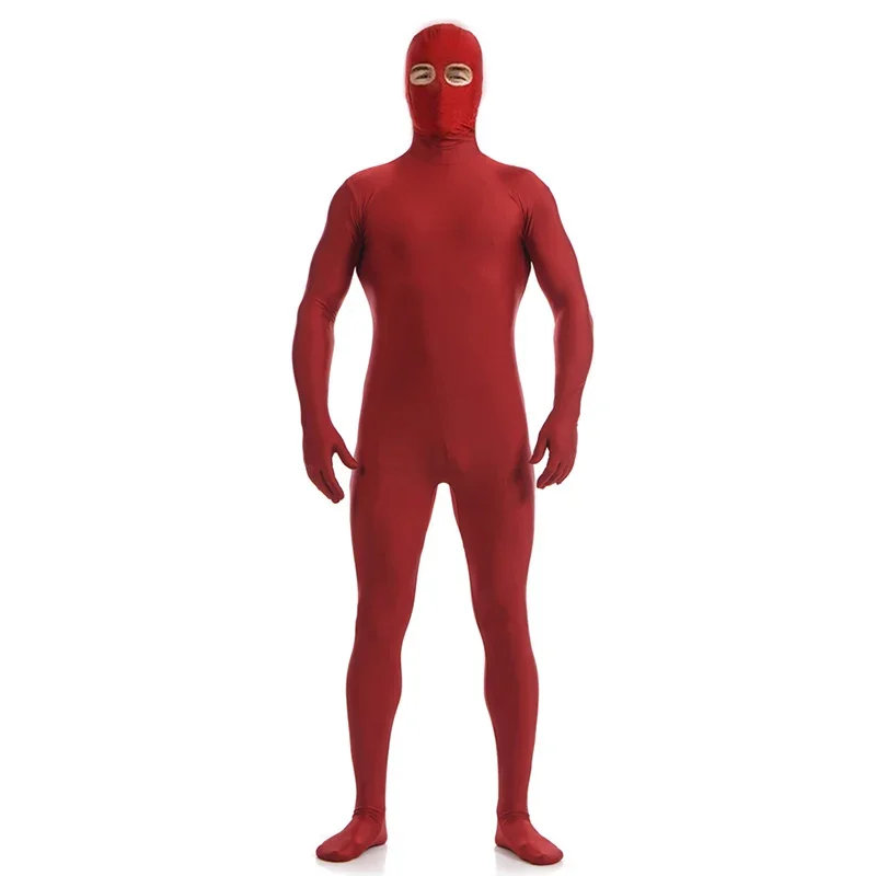 Nuovo capretto adulto Lycra occhio aperto completo del corpo Zentai personalizzato cerniera posteriore seconda pelle attillata Halloween maniche lunghe tuta cosplay