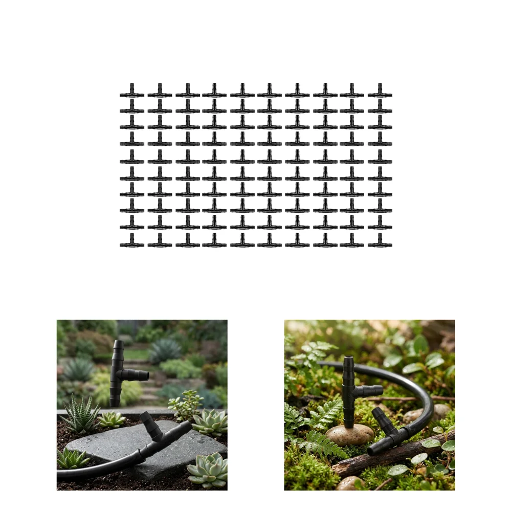 Garden Water Splitter T-Piece Barb Connector For Vegetable Garden Watering High Flow Design Efficient Water Distribution