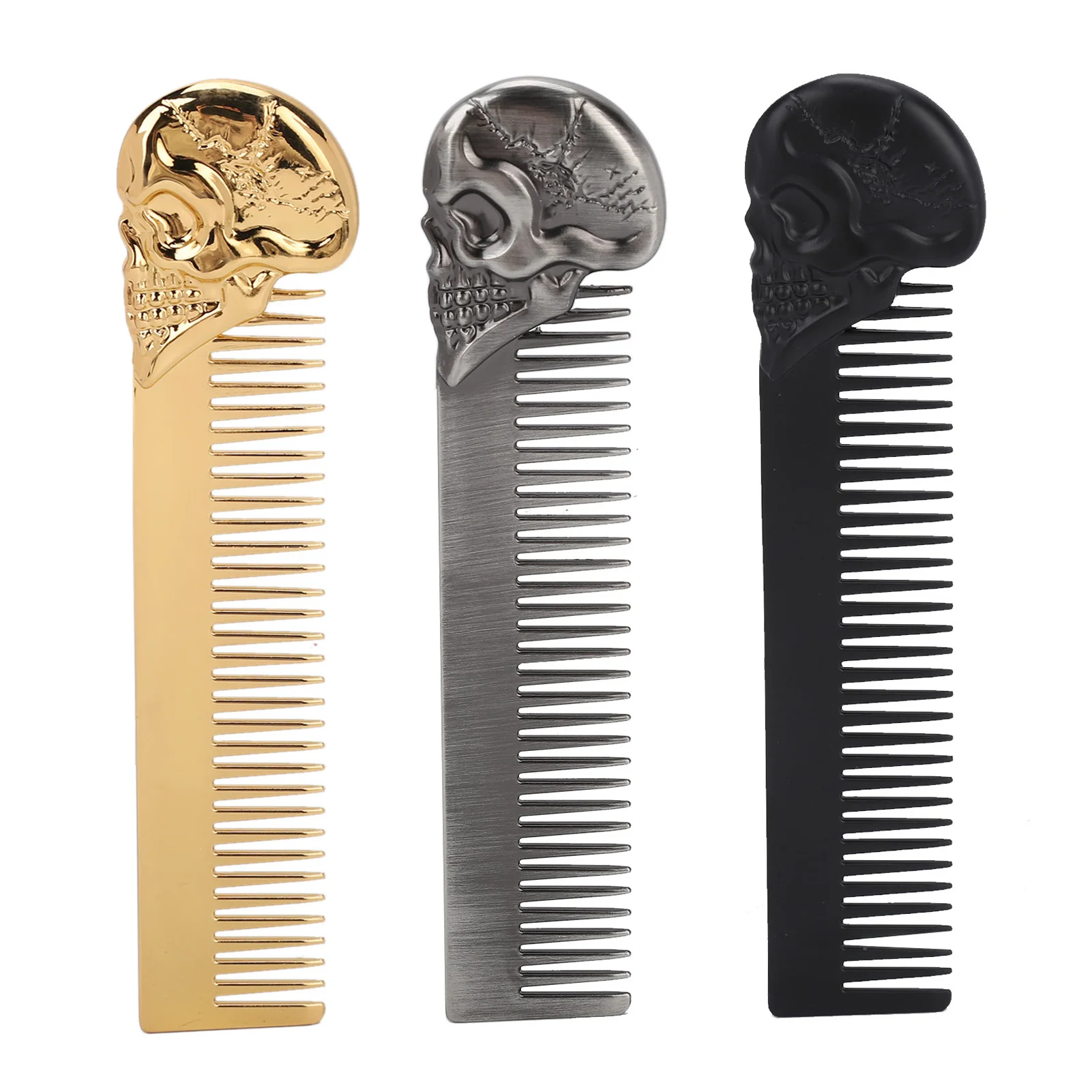 Hair Combs Pocket Beard Comb Zinc Alloy Skull Pattern Hair Styling Mustache Shaping Oil Hair Comb