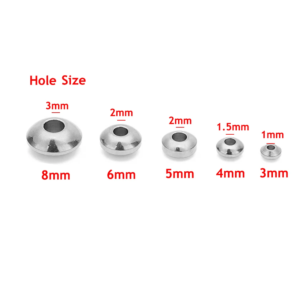 20 Stück/Los 3mm 4mm 5mm 6mm 8mm Edelstahl Runde Flache Rondell-Abstandshalter-Perlen DIY-Charms-Perlen für Schmuckherstellung – Detail 1