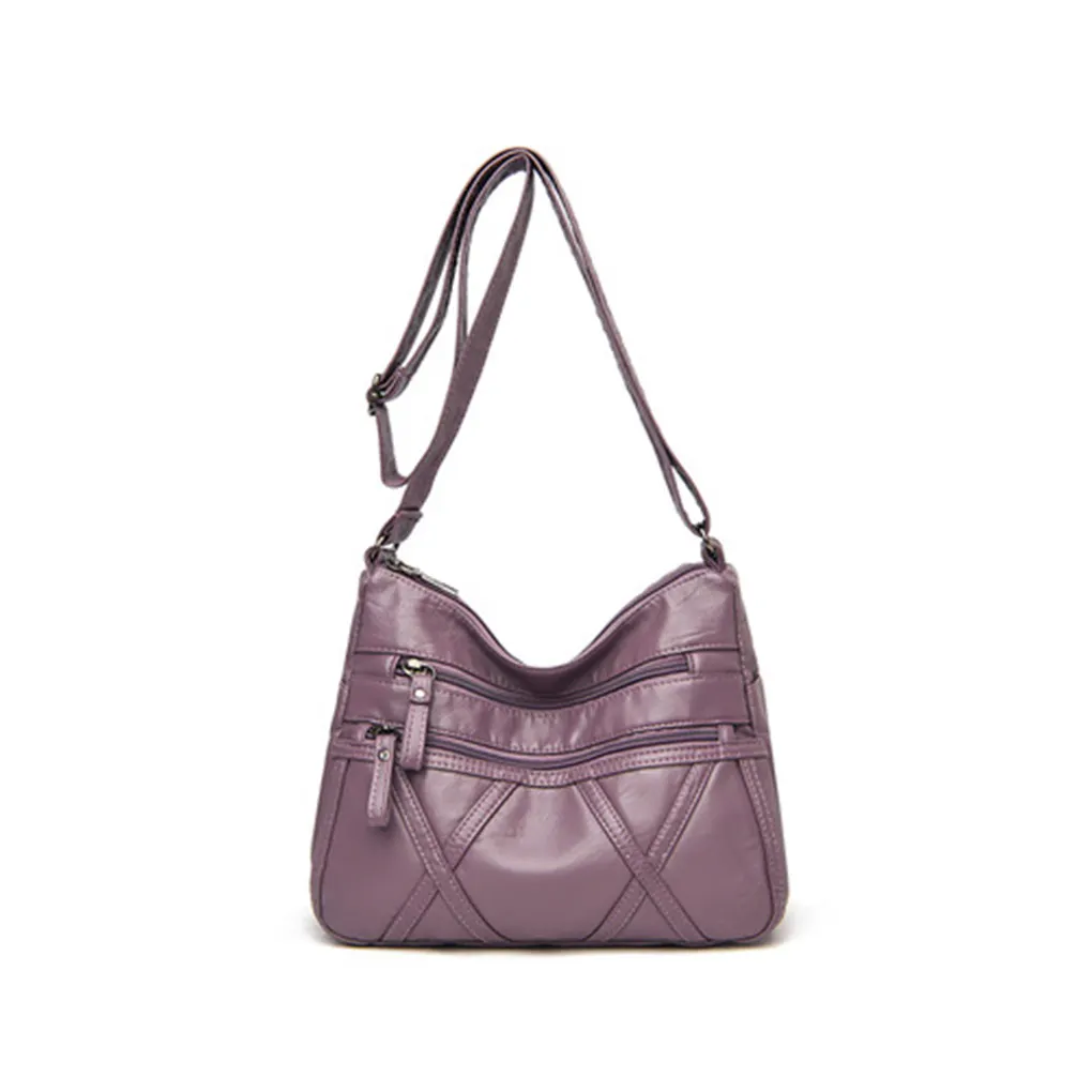 Bolsas Crossbody PU leves, Alça ajustável de várias camadas, Bolsa de ombro de grande capacidade, bolso múltiplo