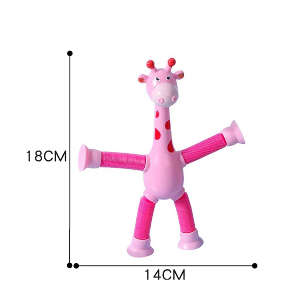 Suction Cup Retractable Giraffe Variable Shape Pop-up Compression Tube Compression Toys for Kids Anxiety Toys Decompression Toys