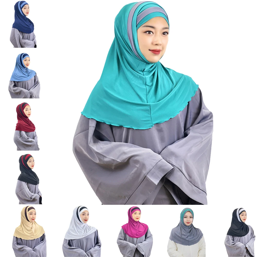 

2 Piece Amira Hijab Muslim Women Instant Scarf Pull On Head Wrap Shawl Islamic Pray Hat Tube Turban Khimar Niqab Nikab Scarves