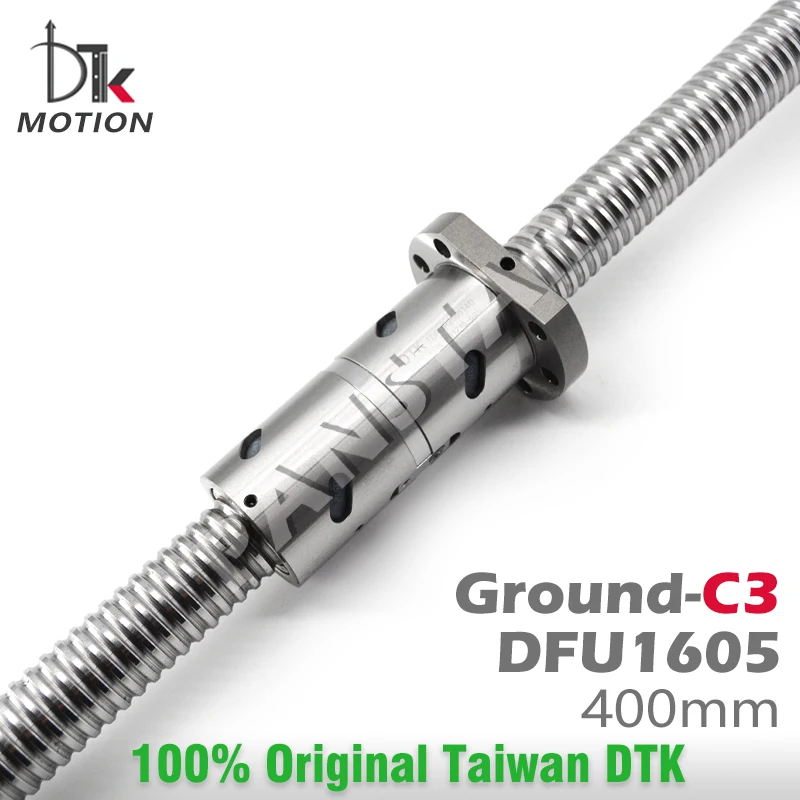 DTK Motion DFU1605 C3 C5 Ground 5mm lead Ball Screw 400mm Thread Shaft High Precision Flange CNC Grind Spindles Replace TBI R16