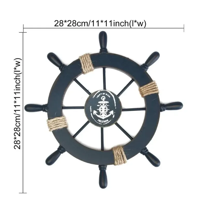 Mediterranean Ship Rudder Decoration Nautical Boat Wheel Helm Wooden Craft Home Decoration Accessories