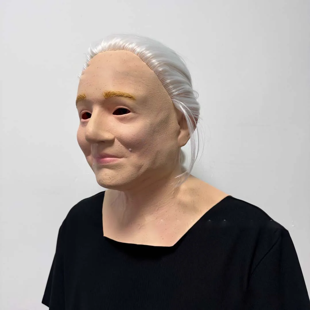 Halloween-Masken für Ältere Frauen und Männer, Falten-Vollkopfmaske, Opa/Oma Gesichtsmaske, Teufel-Neuheiten-Zubehör, Party-Cosplay-Requisiten – Detail 2