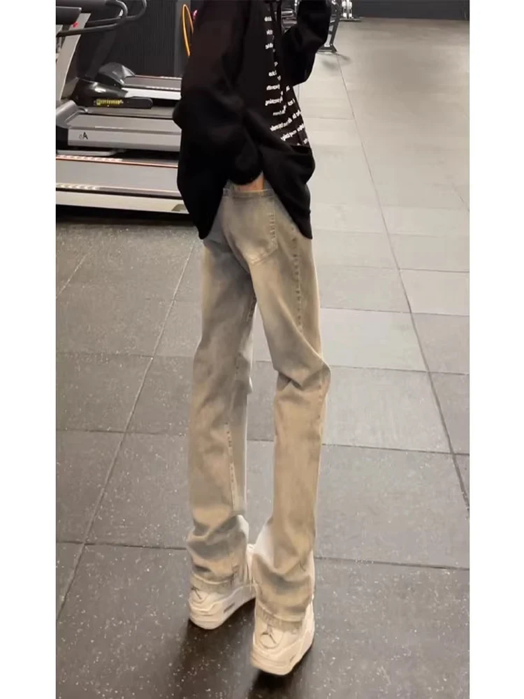 

Slim Fit Micro Flare Jeans Men's American High Street Vibe Trousers Tall Slim Straight Leg Jeans ey e Straight Tube