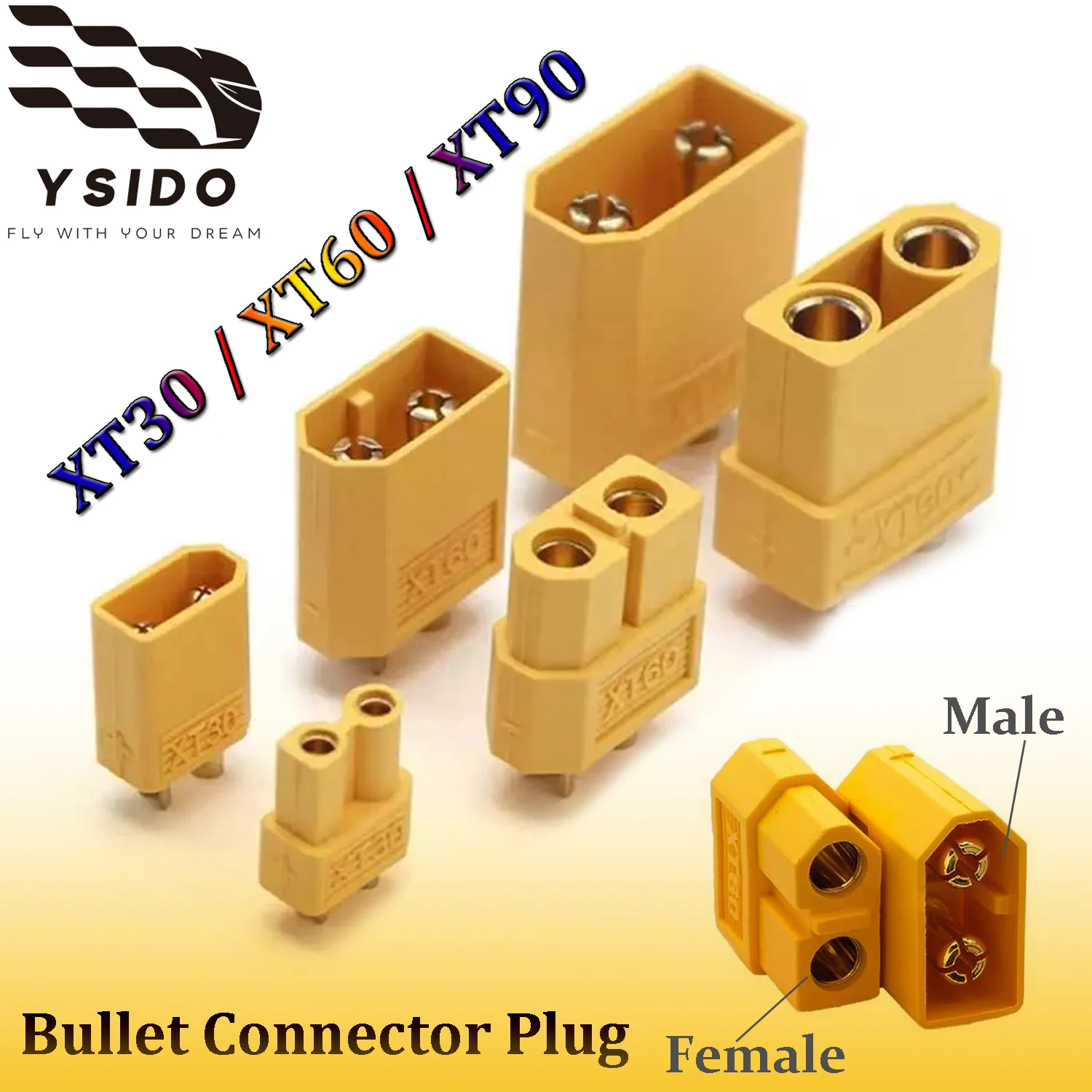 5/10Pairs XT30/XT60/XT90 Connector Male Female Plug for RC FPV Drone Airplane Quadcopter Car Boat Lipo Battery ESC Power Adapter