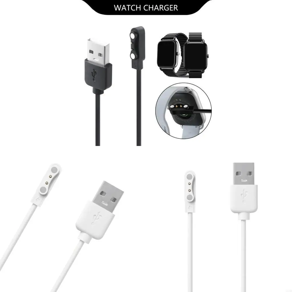 J1HD 60cm Lightweight Charging Cable 4.0mm Spacing 2Pin Power Supply Cord For RS4 LS12 Smartwatches Secure Connection