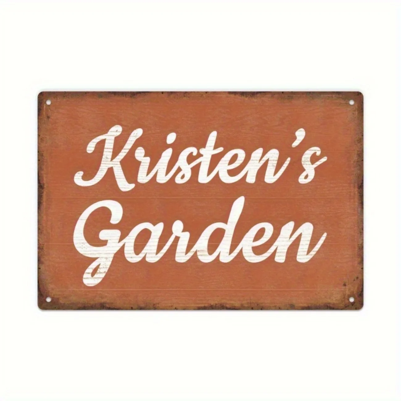 Personalized Aluminum Garden Sign - Add Your Custom Name, Vintage Farmhouse-Style Outdoor Decor Piece. view 4