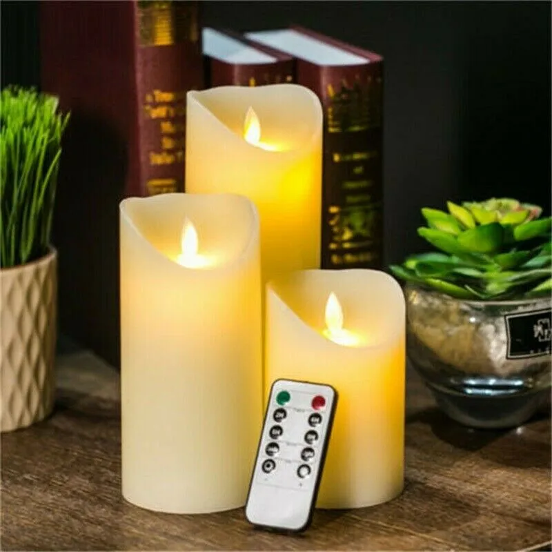 LED Candle Lights Pillar Flameless Battery Operated Candles Wedding Christmas Home Table Decorations