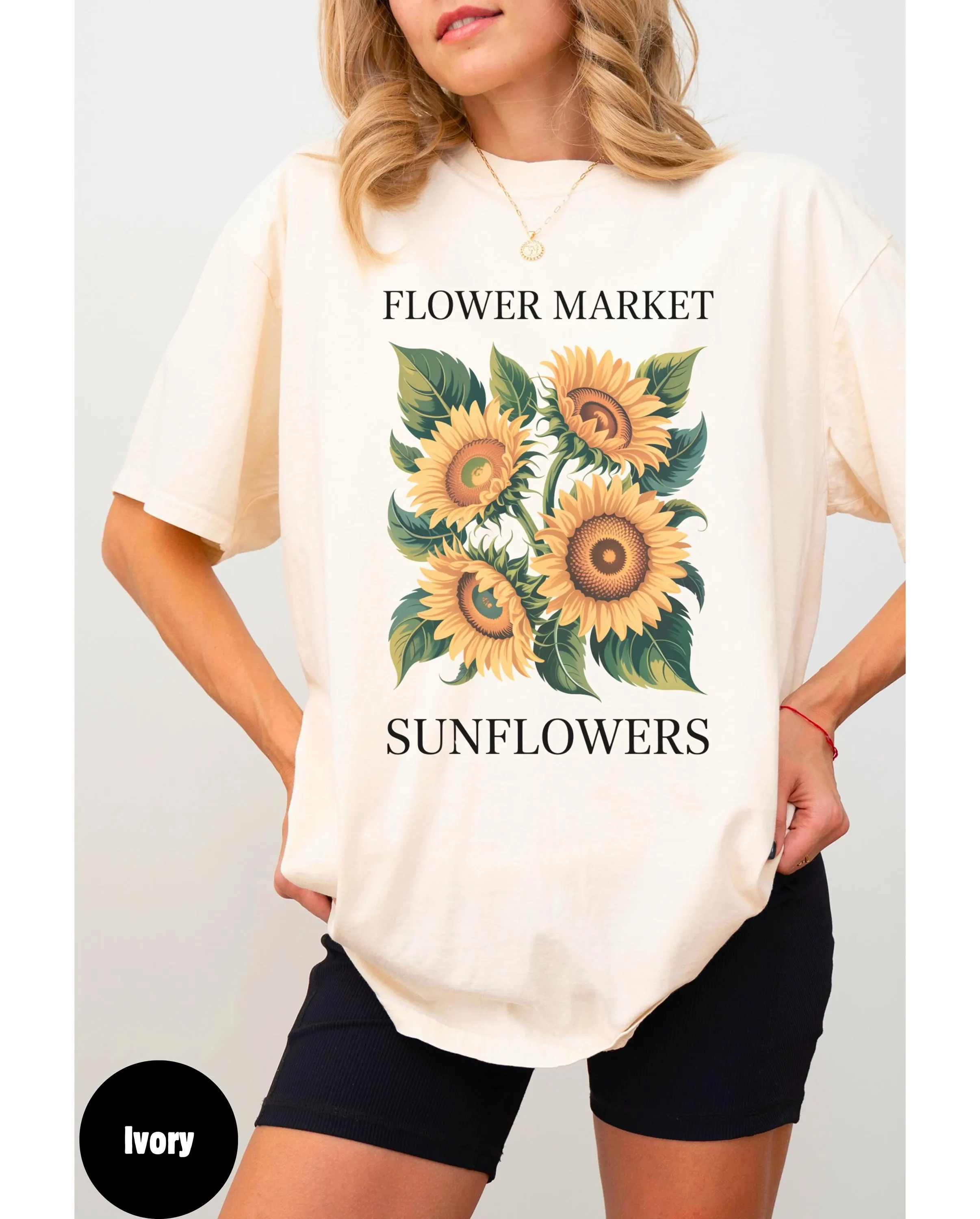 

Plus Size Summer Women's Retro Sunflower Pattern T-Shirt Cotton Breathable Stylish Versatile Street Style Oversized