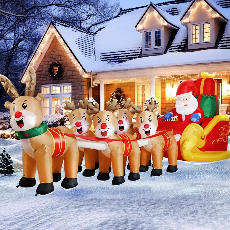 2025 12 FT Christmas Inflatable Santa  Built-in LED Lights Decoration for Christmas Party, Holiday Lawn Winter Decor