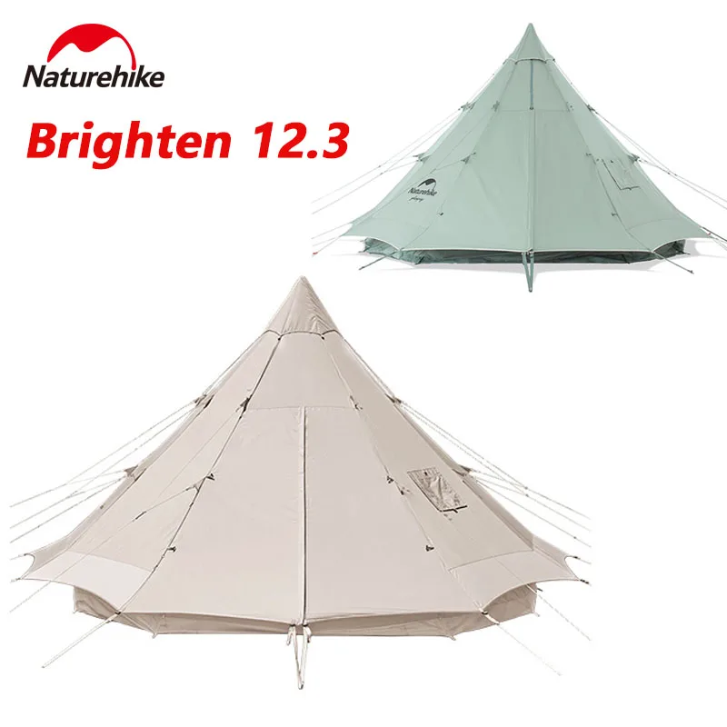 Naturehike Brighten 12.3 Cotton Pyramid Tent Outdoor Large Space 5-8 Persons Glamping Camping Thicked Party Trave Family Tents