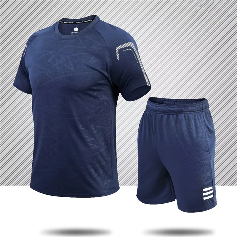 

Quick Drying Men Short Sleeve Running Sportswear Shorts Tracksuit Gym Sports Training Sets Fitness Clothes