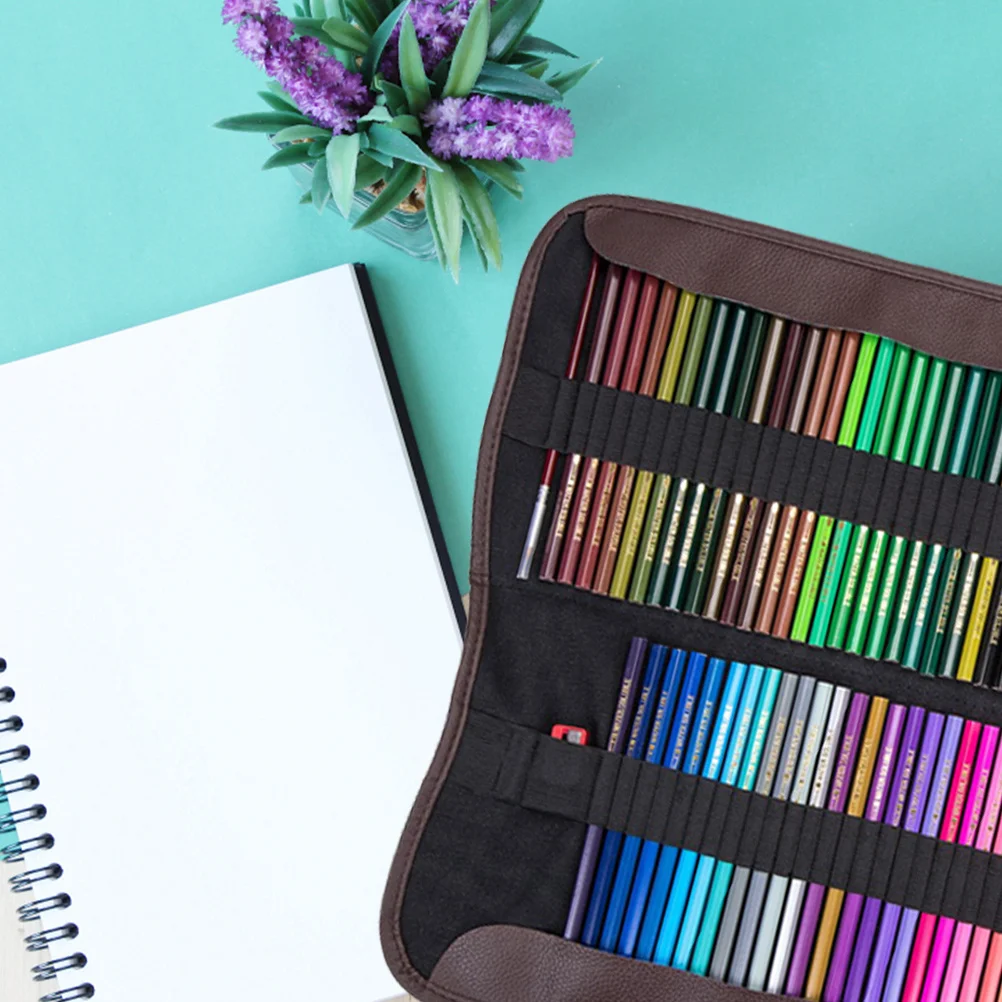 

Canvas Pencil Wrap Case 72 Holes Roll Up Pencil Case Organizer Large Capacity Stationery Holder Drawing Pencils Pouch