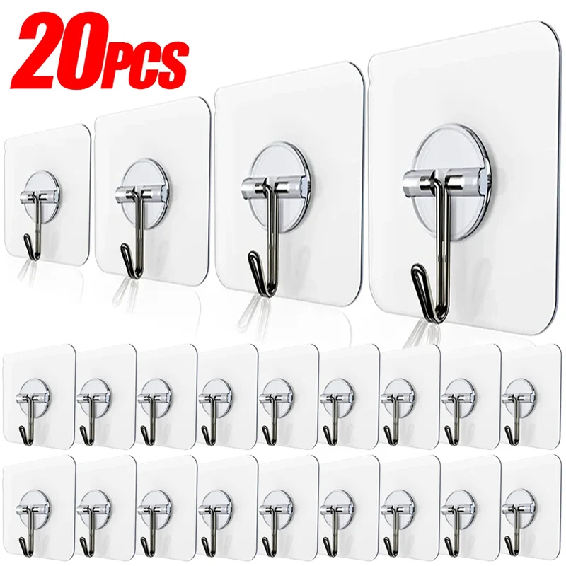 Transparent Adhesive Wall Hooks Heavy Duty Multi-Purpose Towel Clothes Keys Punch Free Hook Holder Kitchen Bathroom Door Hangers