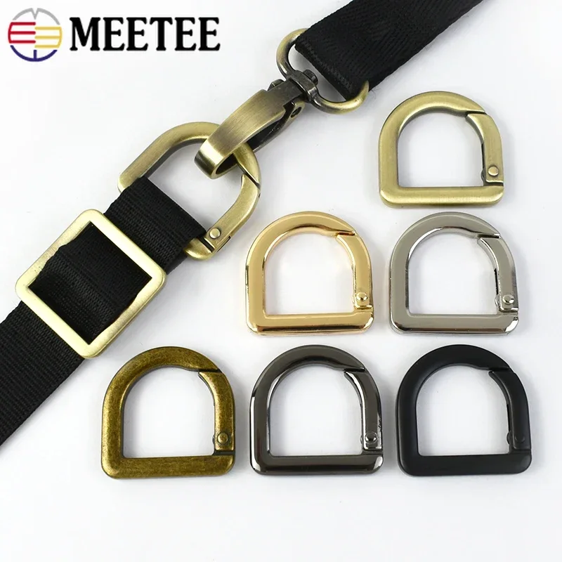 5/10/20Pcs Meetee 20mm Metal D Ring Buckle Handbag Strap Clasp Openable Carabiner Snap Hook Spring Keyring DIY Bag Accessories