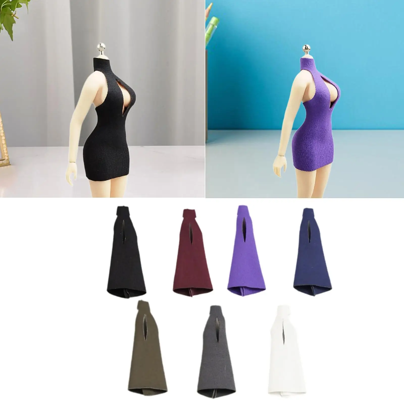 1/12 escala figura de ação roupas mini vestido tecido bodycon roupas em miniatura boneca traje para 6 "bonecas femininas figuras corpo