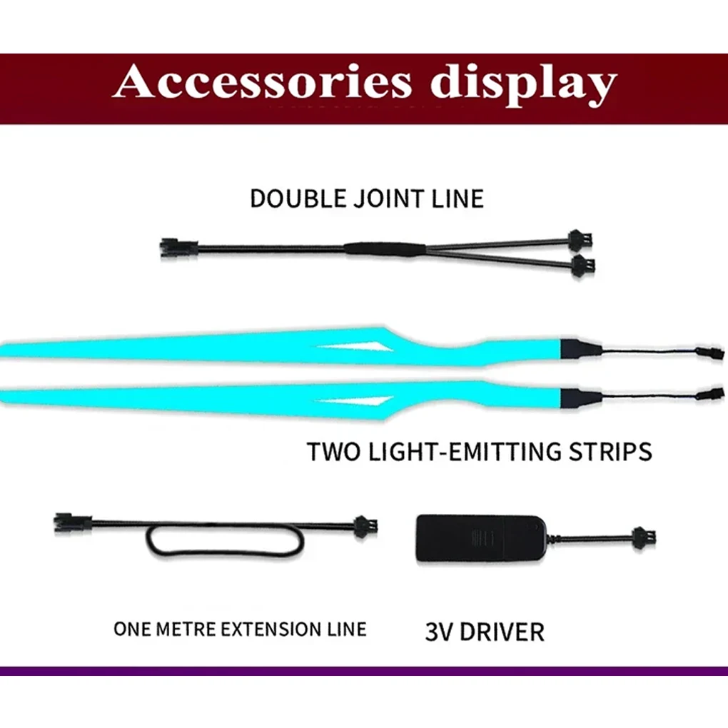 جديد دراجة نارية خوذة الباردة ضوء طقم عصري وامض شريط مضيئة ملصق LED ليلة ركوب أضواء دراجة نارية خوذة الديكور #4