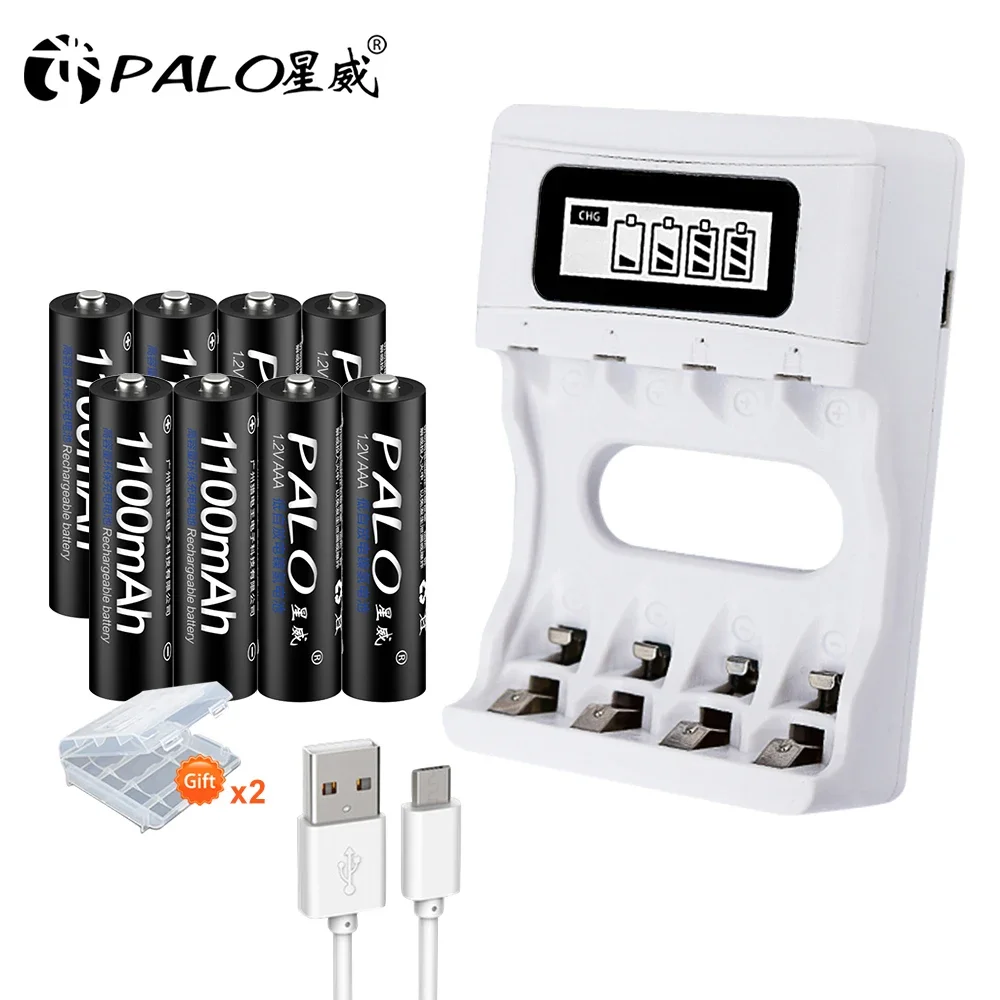 

PALO 1.2V AAA Rechargeable Battery 1.2 Volts AAA Ni-MH Batteries + AA Battery Charger for Clocks, Mice, Computers,Microphone