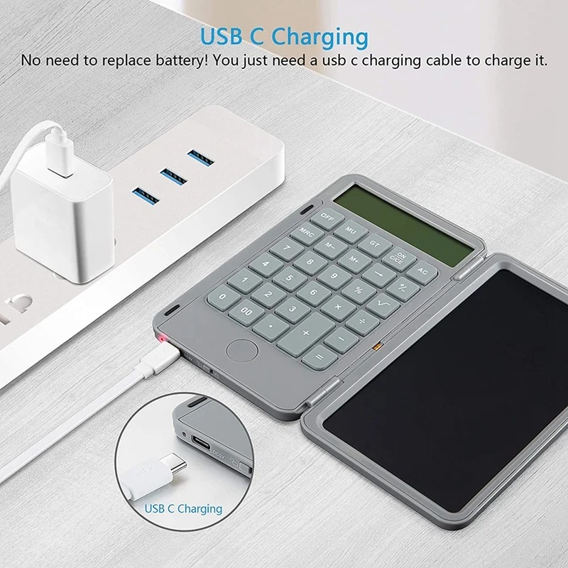 Calculadora Desktop Função Padrão com LCD, Escrita Tablet, Escritório Diário e Básico, 6,5"