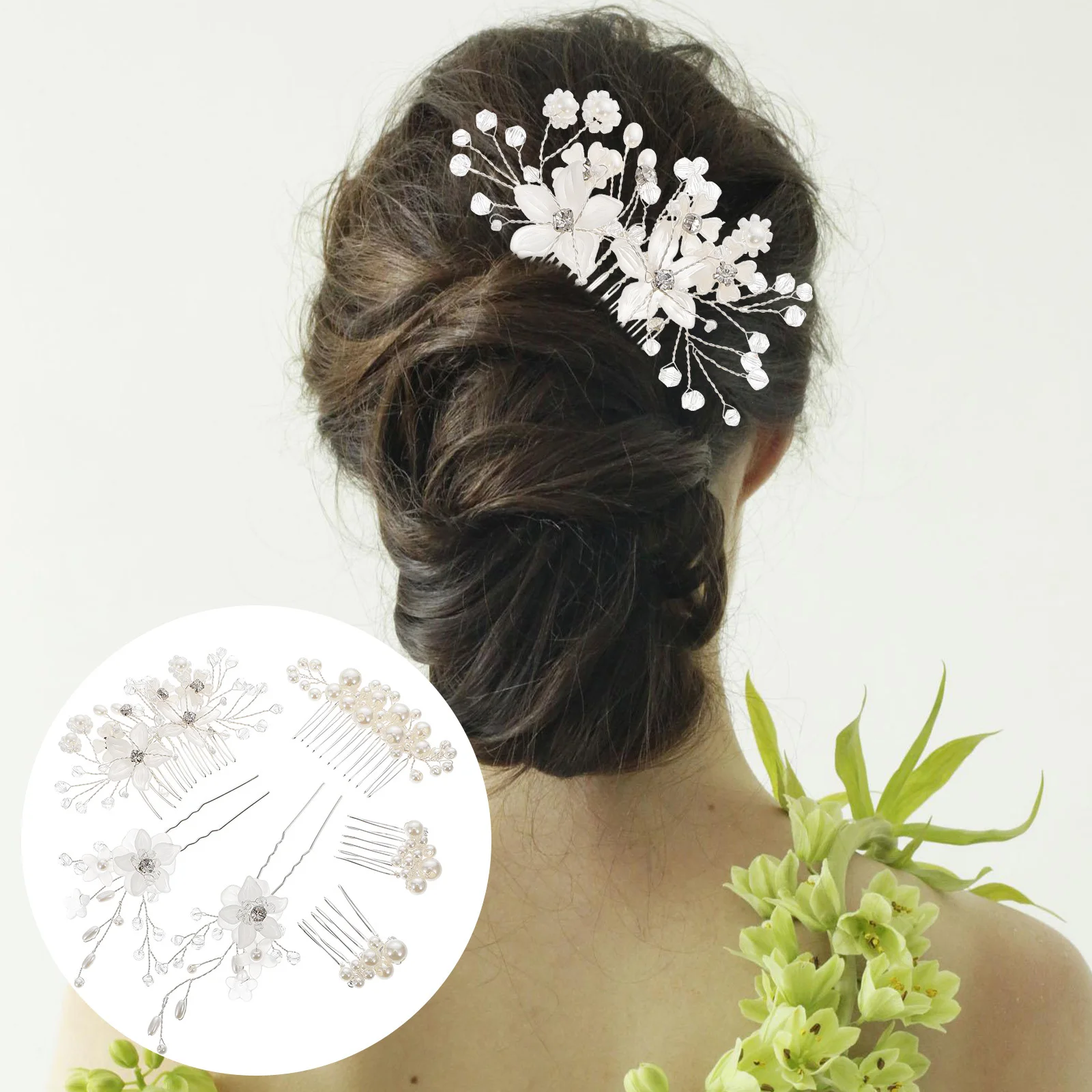 

6 шт. свадебные гребни для волос с жемчужным цветком, боковые гребни для волос, элегантные свадебные заколки для волос для свадебных вечеринок, косплей, свадебные заколки для волос