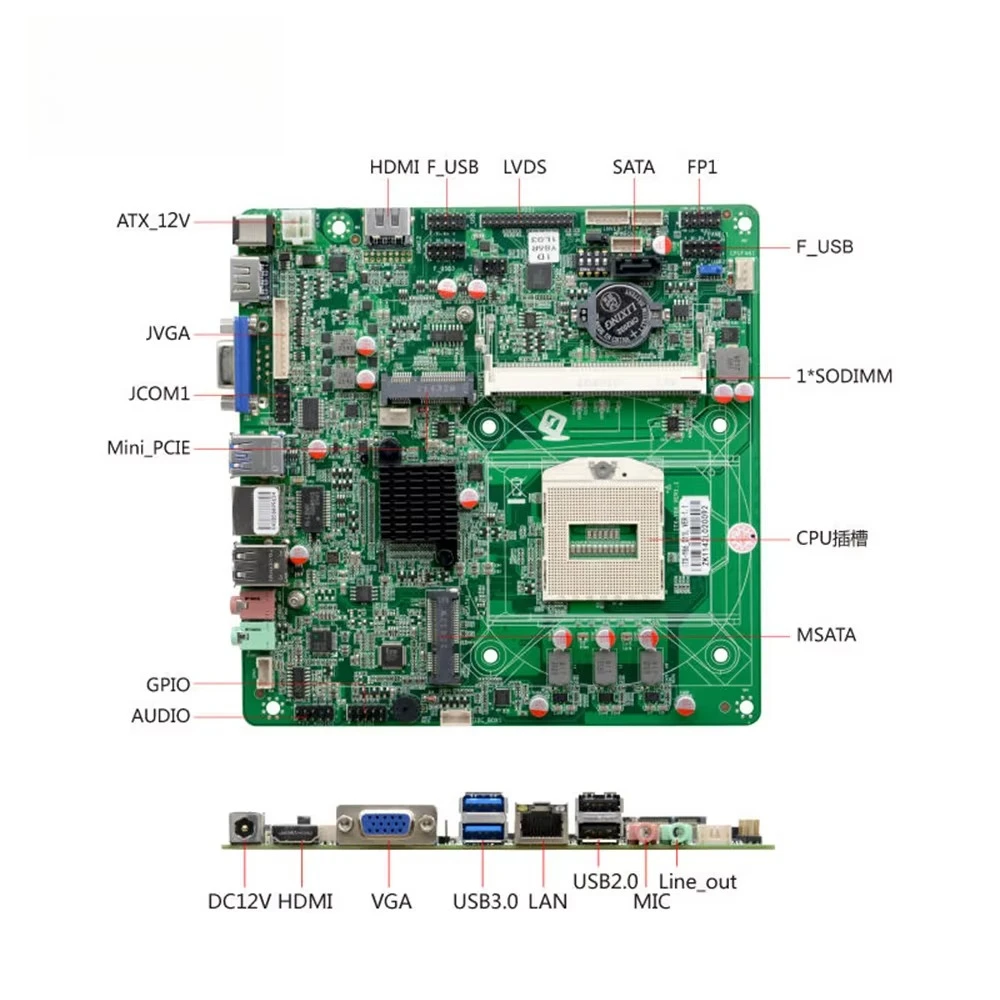X86 LGA1150 I3 I5 I7 DDR3 SATA VGA HD LVDS Win10 Linux RJ45 LAN RS232 COM Industrial Embedded Mini Itx Motherboard