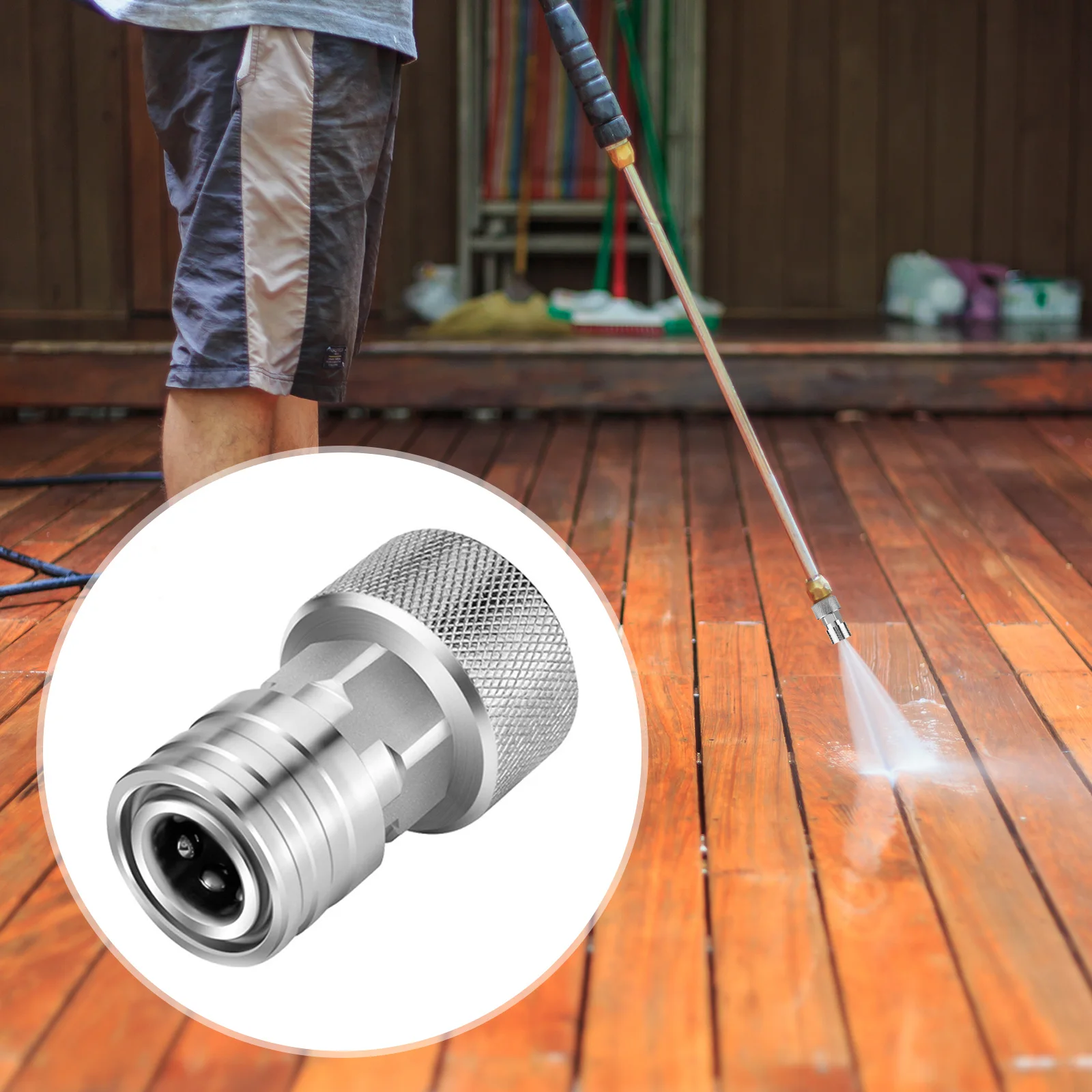 Convert Water Hose To Power Washer Connector Car Washing Nozzle & Hose Attachment for Car Furniture Driveway Cleaning