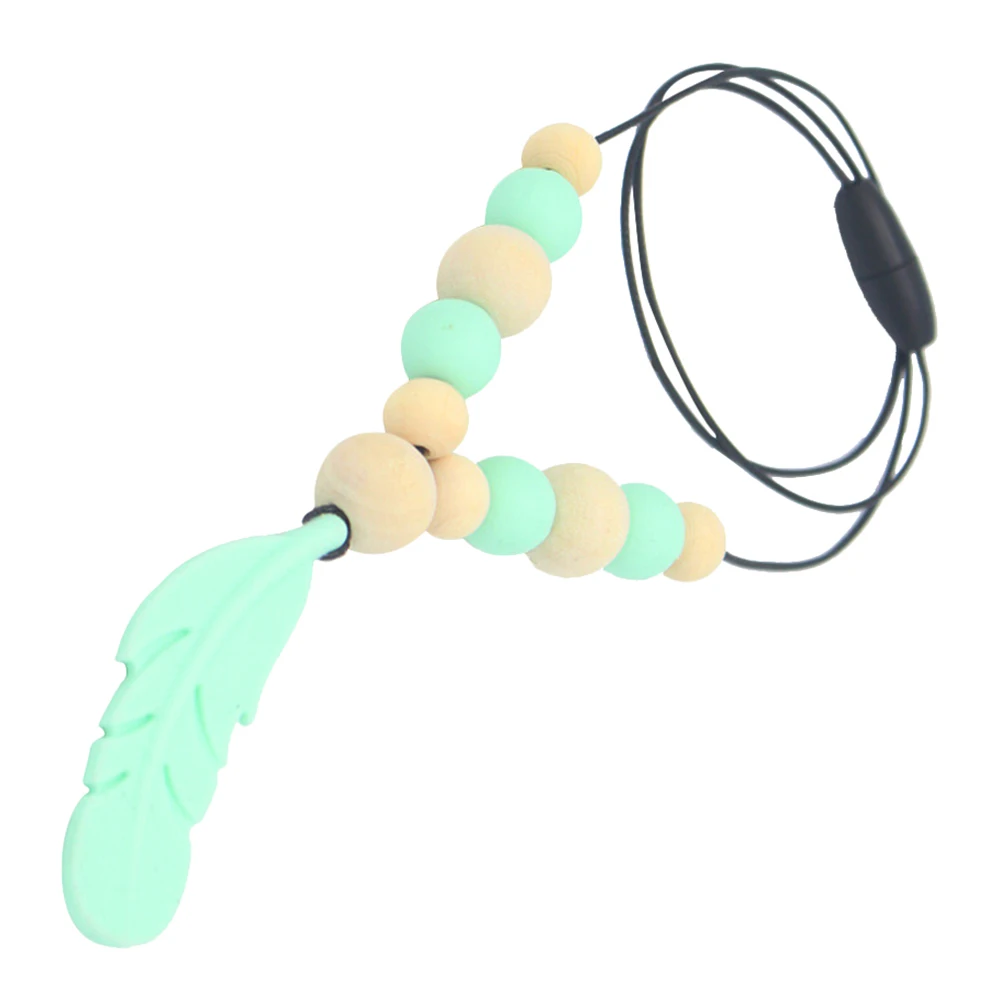 

Baby Chew Chain Durable Food Safety Silicone Teether Neck Pendant Dental Pacifier Teething Chain Random Color