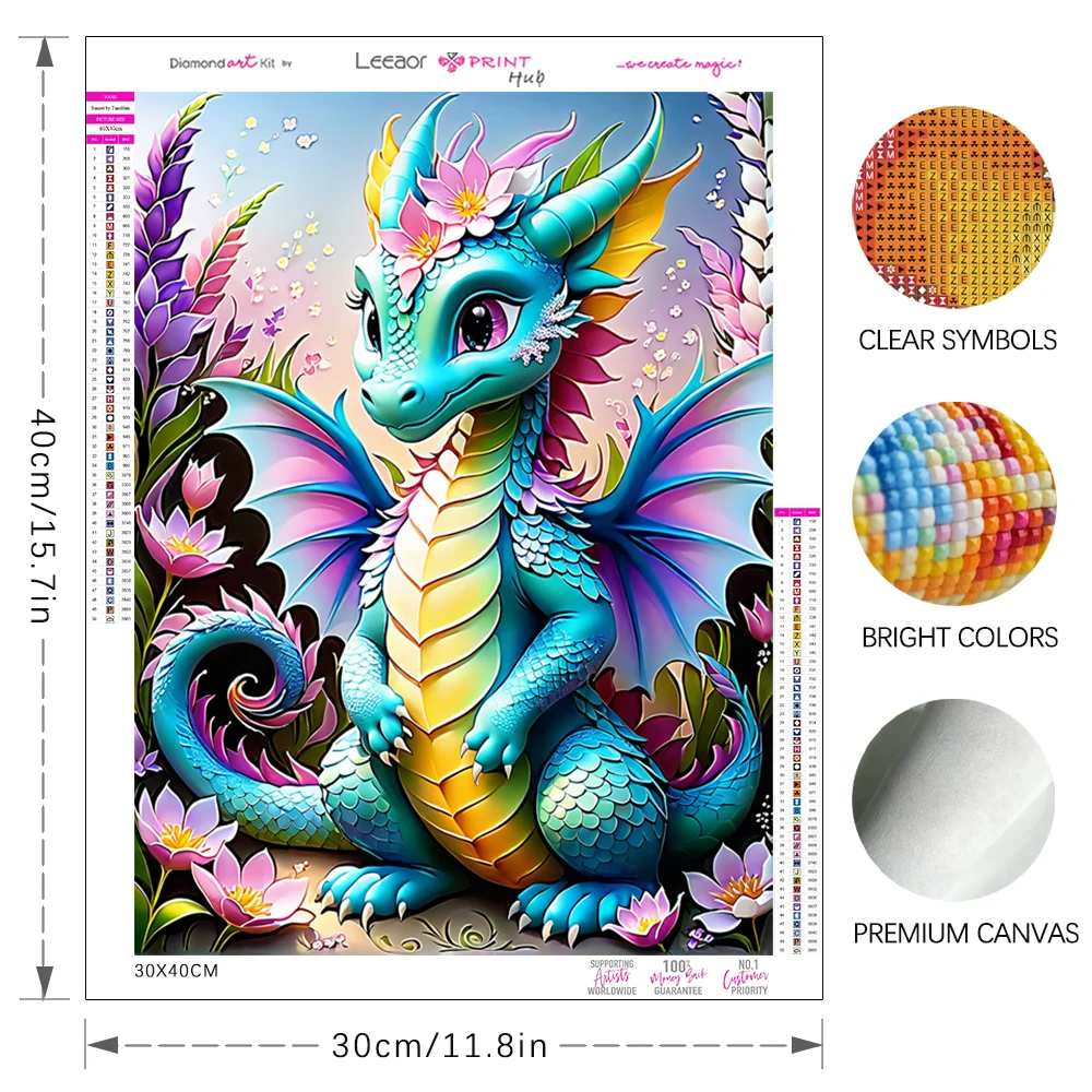 New 2024 Cute Dragon Diamond Painting Cartoon Animal Mosaic Picture Art Embroidery Handicraft Rhinestones Home Decor Kids Gifts