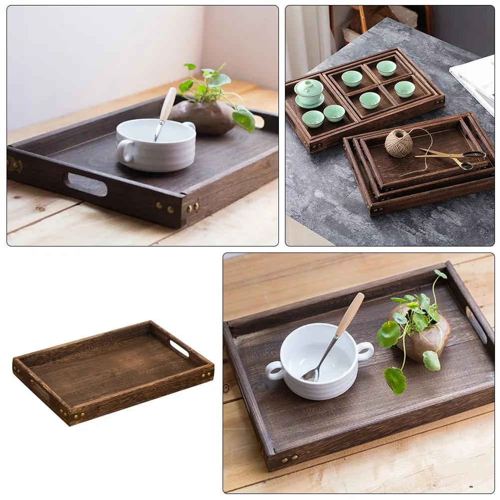 

Wooden Tray 32x20cm Environment Friendly Retro Simple Strong Workmanship Wood Plate Japanese Style Household Storage