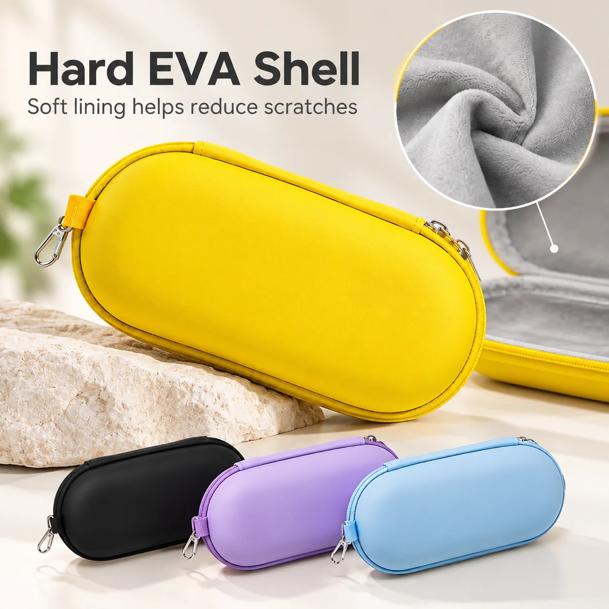 Sunglasses Case EVA Hard Shell Protective Eyeglasses Storage Box Zipper Glasses Holder Portable Travel Carrying Case with Clip