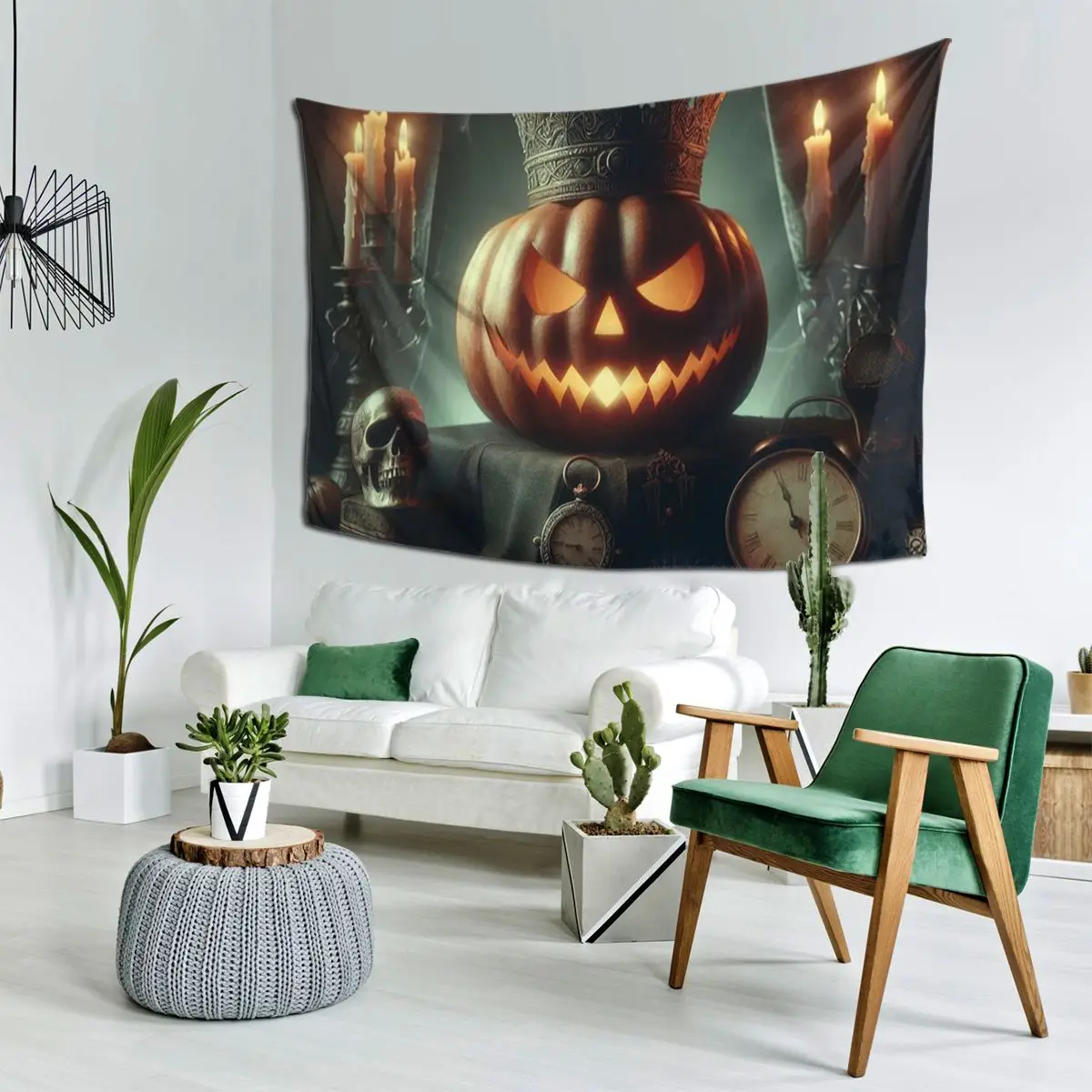 Gloomy Landscape Halloween Pumpki Tapestry Funny Wall Hanging Aesthetic Home Decoration Tapestries for Living Room Bedroom