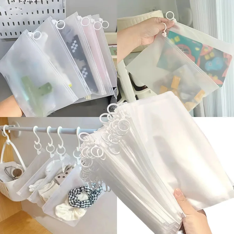 10/20/50 Frosted Resealable Pull Tab Zipper Bags, Jewelry Toys Socks Brush Pen Stationery Portable Storage Bags Travel Supplies