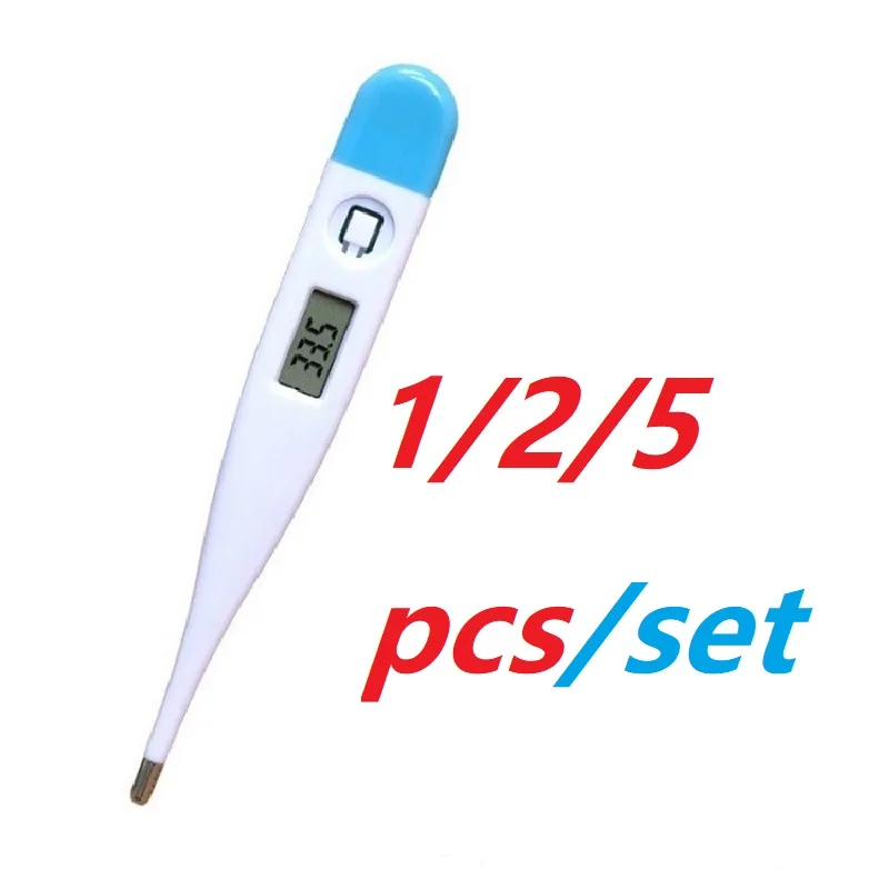 1/2/5pcs Thermometer Fever Digital Basal Body Oral Armpit Rectal Electronic LCD Display High-Precision Measurement Smart Heat
