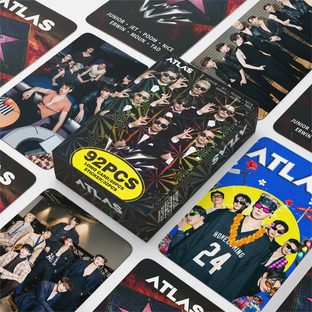 92PCS Thai Boy Group ATLAS Photo Cards Set - Junior Jet & Poom Collectible LOMO Card With Bonus Stickers