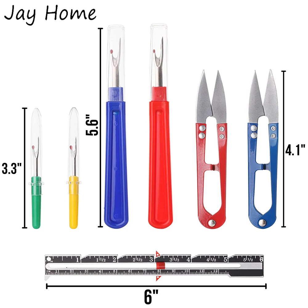 7Pcs Seam Ripper Kit Sewing Seam Rippers with Thread Snips Sliding Gauge Ruler for Embroidery Stitching Thread Cutter Remover
