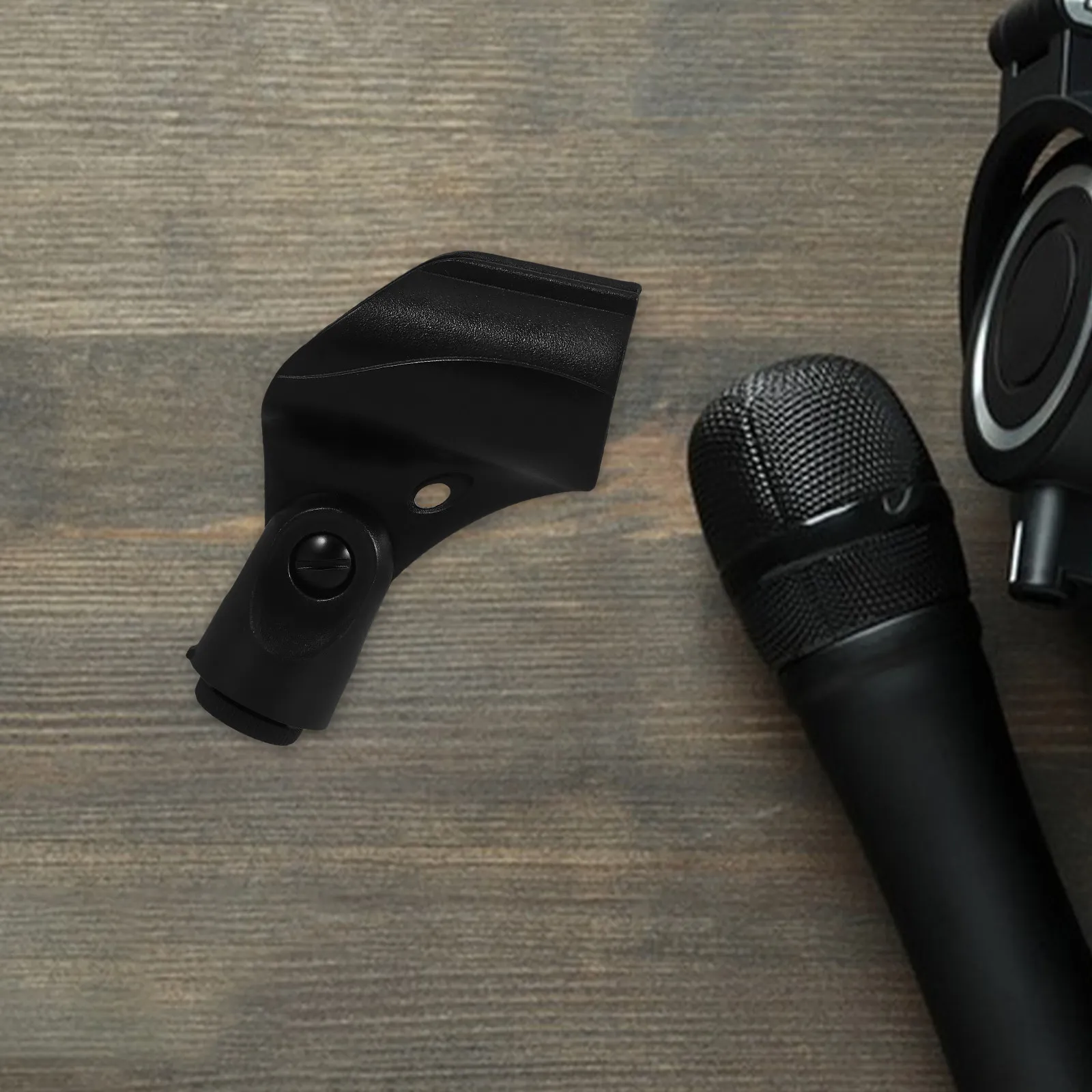 Plastic Microphone Clip Holder Universal Mic Clamp Adjustable for Wired Wireless Microphones 28.5mm to 45Mm Smooth Surface