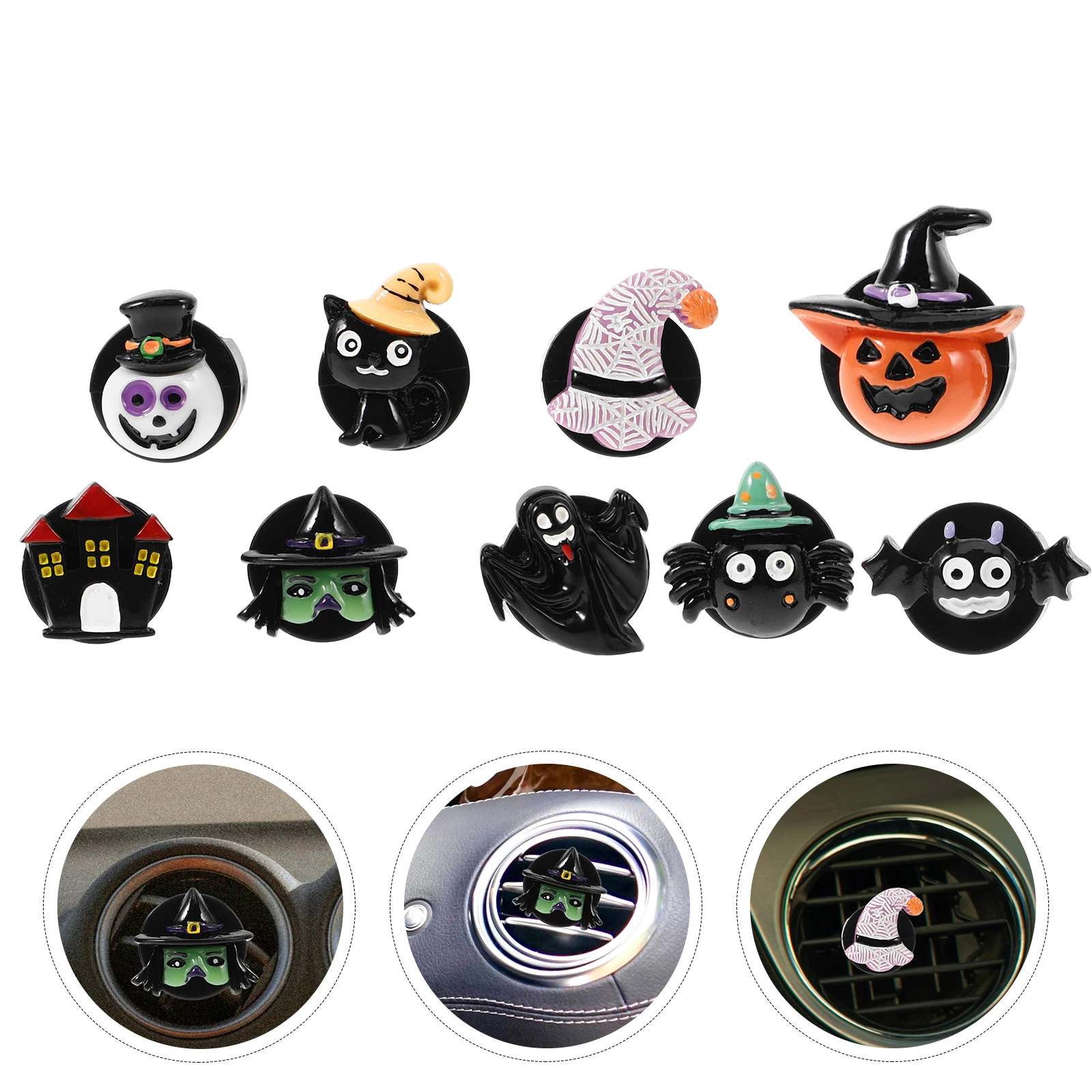 

9 Pcs Car Air Vent Perfume Clip Halloween Pumpkin Ghost Design Long Lasting Fragrance Car Decorations Air Freshener Vent Clips