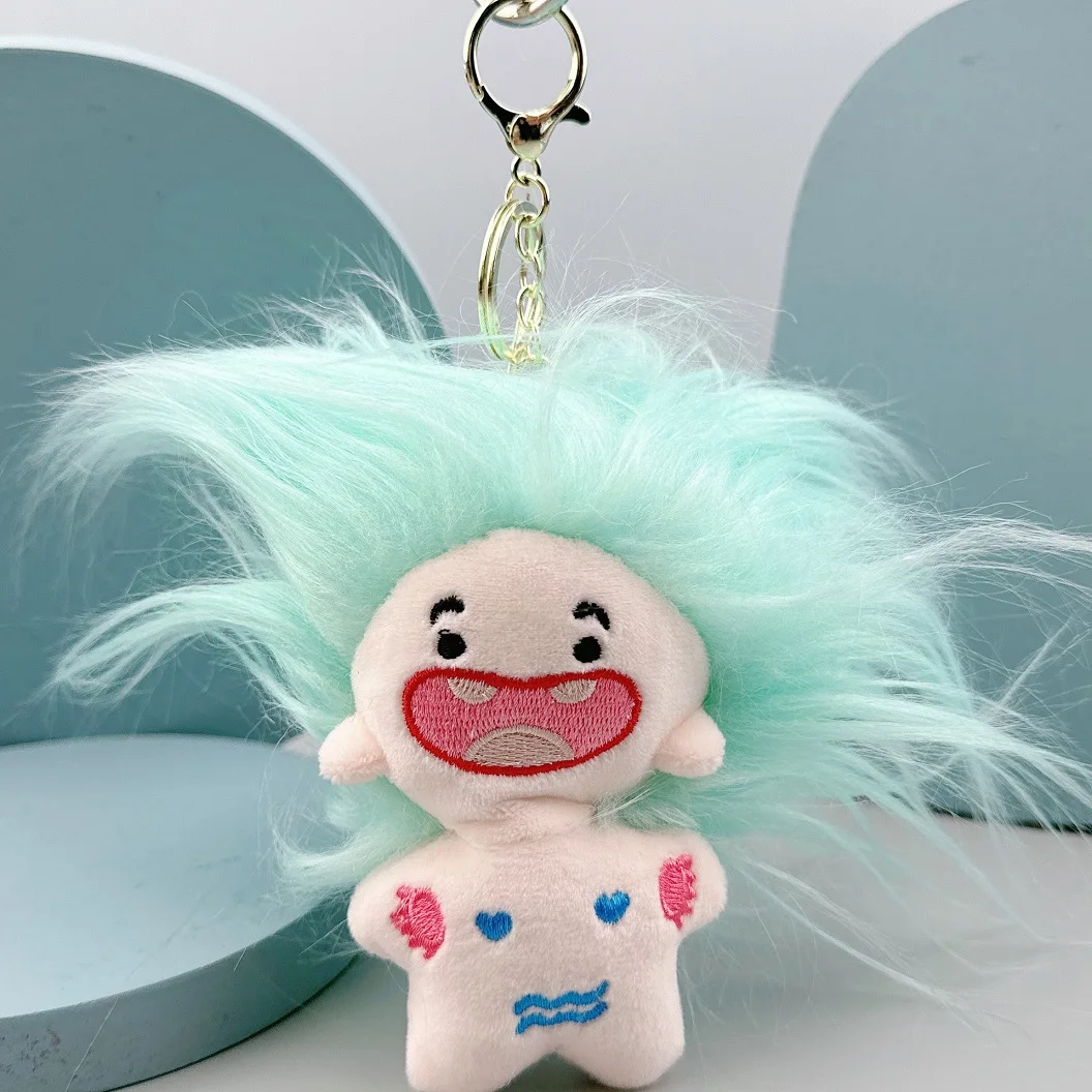 Plüsch Cartoon Puppe Anhänger Schlüsselbund Tasche Anhänger 10 cm Langes Haar Konstellation Gefüllte Puppe Sternzeichen Puppe Anhänger Zubehör