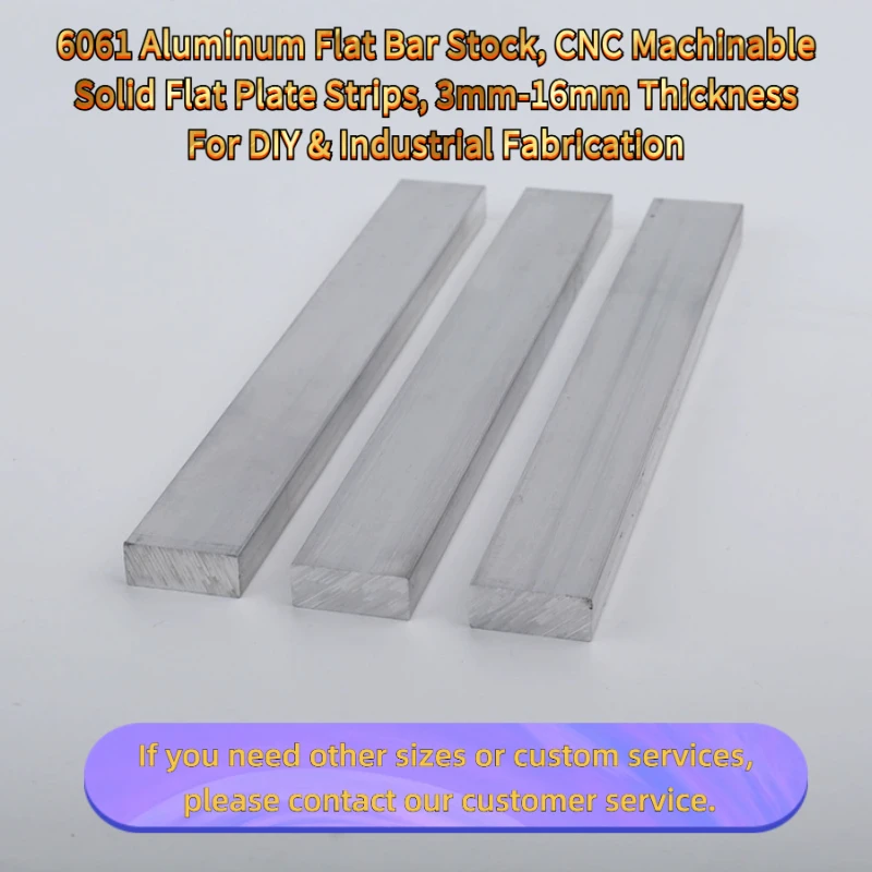 6061 Aluminum Flat Bar Stock, Machinable Solid Flat Plate Strips, 3mm-16mm Thickness & Industrial Fabrication