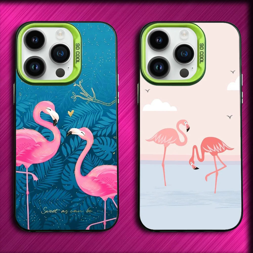 

Pink Red Flamingo Phone Case For iPhone 16,15,14,13,12,11,Mini,Pro,MAX Green Matte Silicone Cover