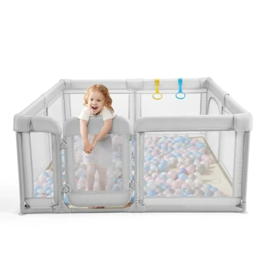 

Extra Large Baby Playpen for Toddlers Sturdy Play Yard with Safety Gate 79x59 Light Grey Durable and Safe Indoor Play Space
