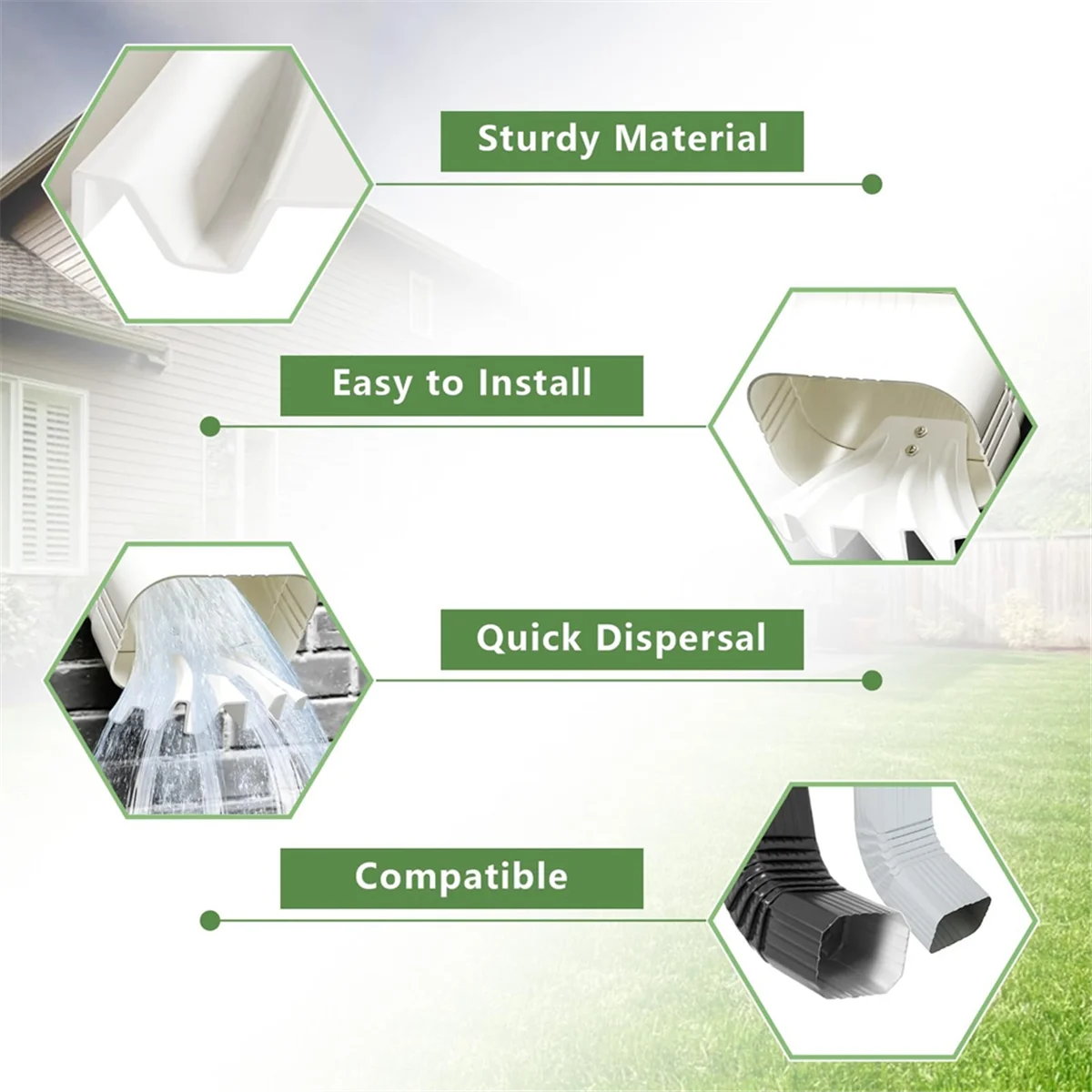 

ABNJ 2 шт. водосточная труба, удлинители водосточной трубы для дисперсии дождевой воды, диспергистратор дождевой желоба, белый