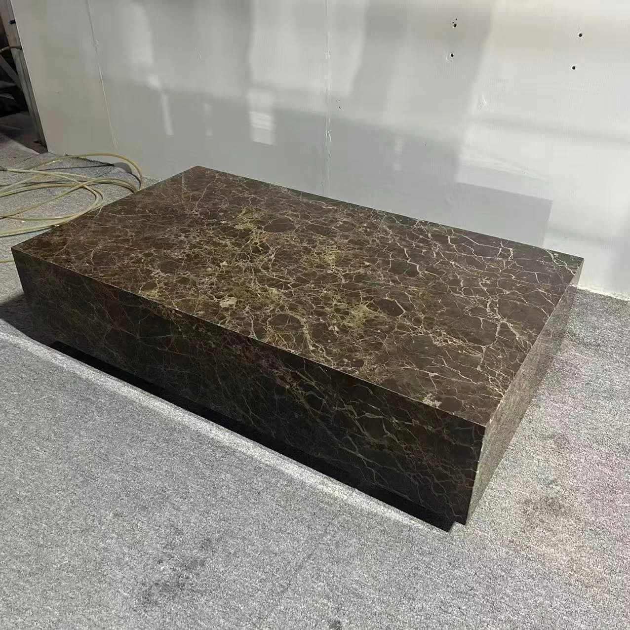 Juego de Mesa de Centro con Pedestales Grandes para Sala de Estar, en Mármol Marrón Emperador Oscuro, de Piedra Natural de Lujo Moderno